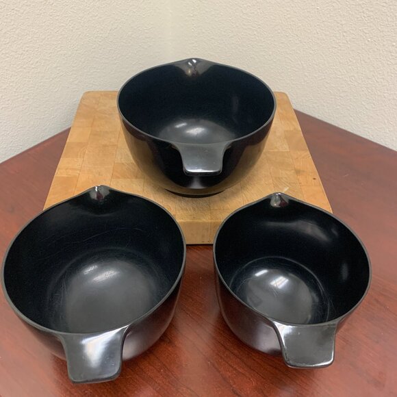 BOWLS - Vintage Copco Nesting Bowls black Set Of 3 Melamine Non-Skid Bottom - Picture 2 of 14